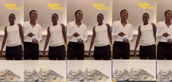 Oshoala and Monday Bottle Flipping